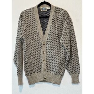 Vintage Environmental Clothing Co Mens Wool Blend Birds Eye Cardigan Sweater M